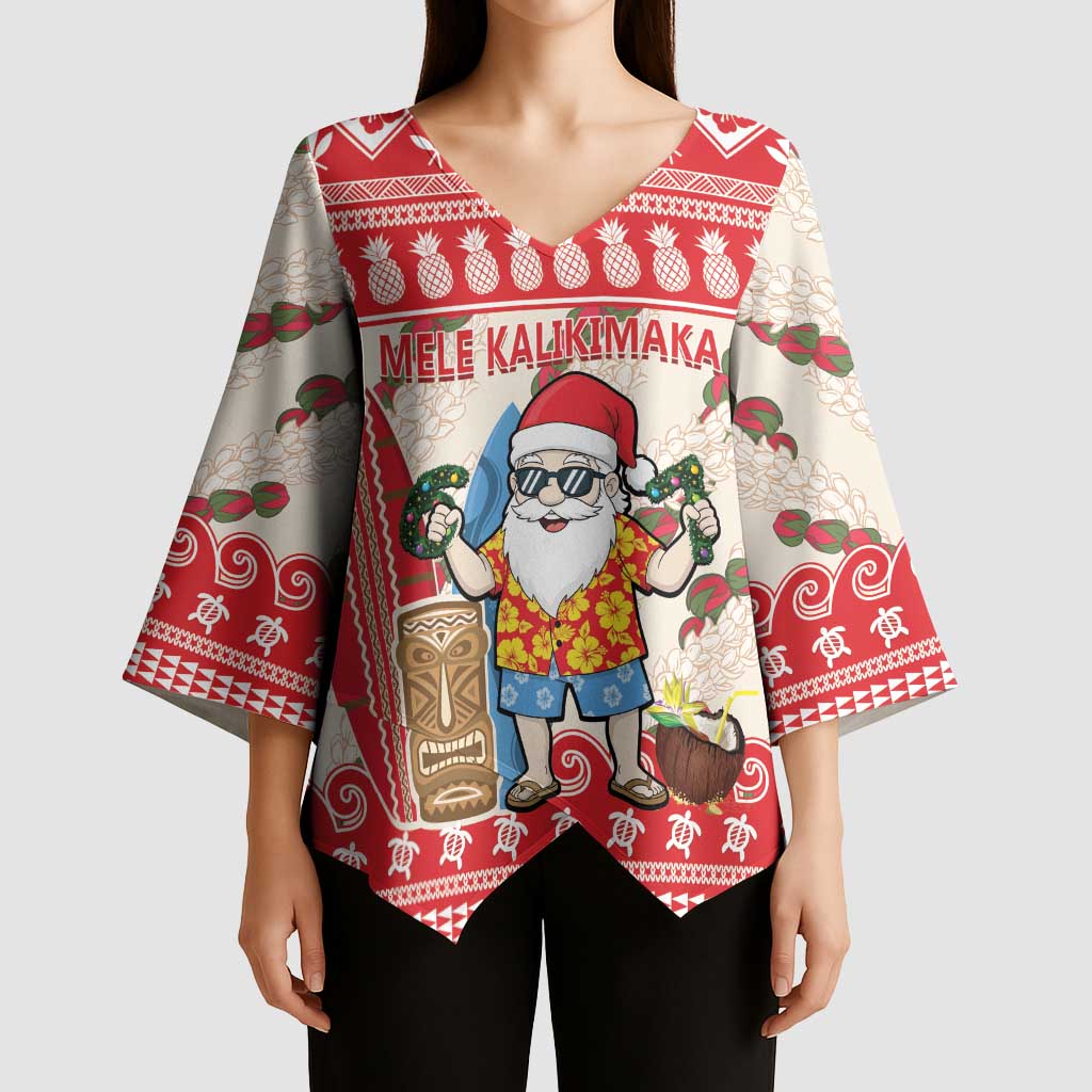 Hawaii Christmas Six Seven Kimono Sleeve Blouse Mele Kalikimaka Funny Santa 67 Gen Alpha Slang LT14 - Polynesian Pride