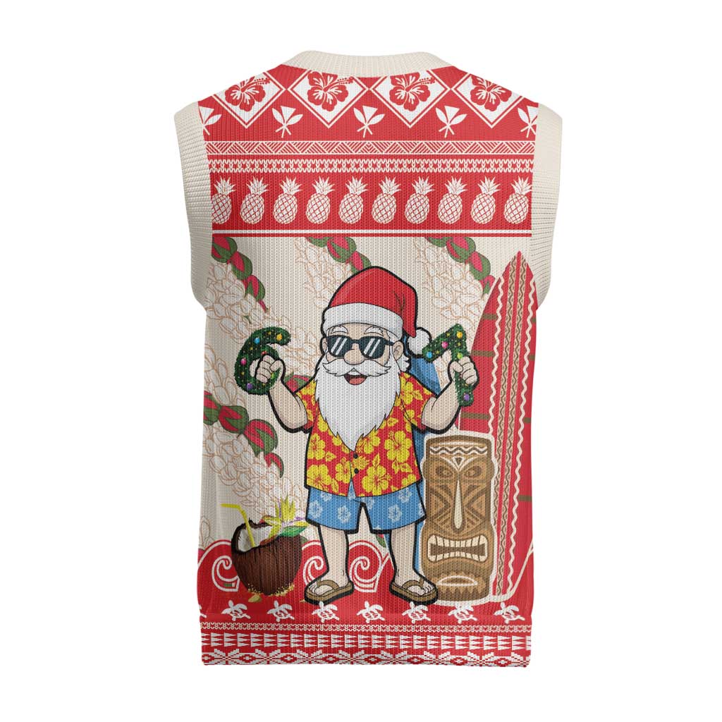 Hawaii Christmas Six Seven Christmas Knitted V-Neck Vest Mele Kalikimaka Funny Santa 67 Gen Alpha Slang LT14 - Polynesian Pride