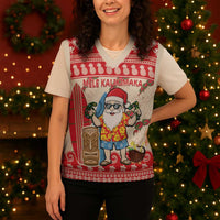 Hawaii Christmas Six Seven Christmas Knitted V-Neck Vest Mele Kalikimaka Funny Santa 67 Gen Alpha Slang LT14 - Polynesian Pride
