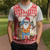 Hawaii Christmas Six Seven Christmas Knitted V-Neck Vest Mele Kalikimaka Funny Santa 67 Gen Alpha Slang LT14 - Polynesian Pride