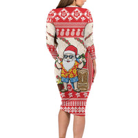 Hawaii Christmas Six Seven Long Sleeve Bodycon Dress Mele Kalikimaka Funny Santa 67 Gen Alpha Slang LT14 - Polynesian Pride