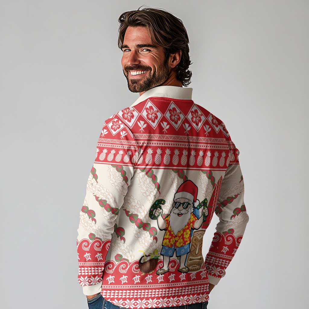 Hawaii Christmas Six Seven Long Sleeve Polo Shirt Mele Kalikimaka Funny Santa 67 Gen Alpha Slang LT14 - Polynesian Pride