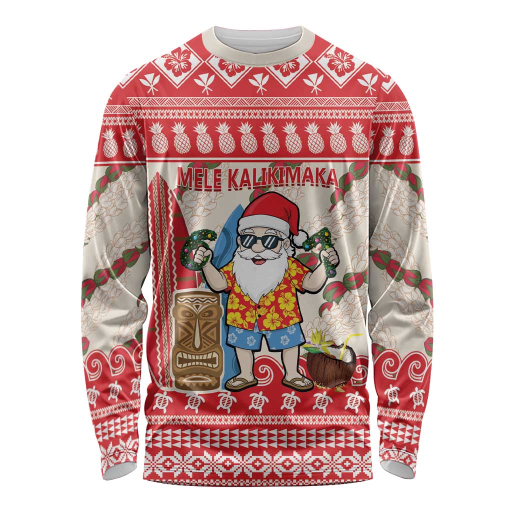 Hawaii Christmas Six Seven Long Sleeve Shirt Mele Kalikimaka Funny Santa 67 Gen Alpha Slang LT14 Unisex Red - Polynesian Pride
