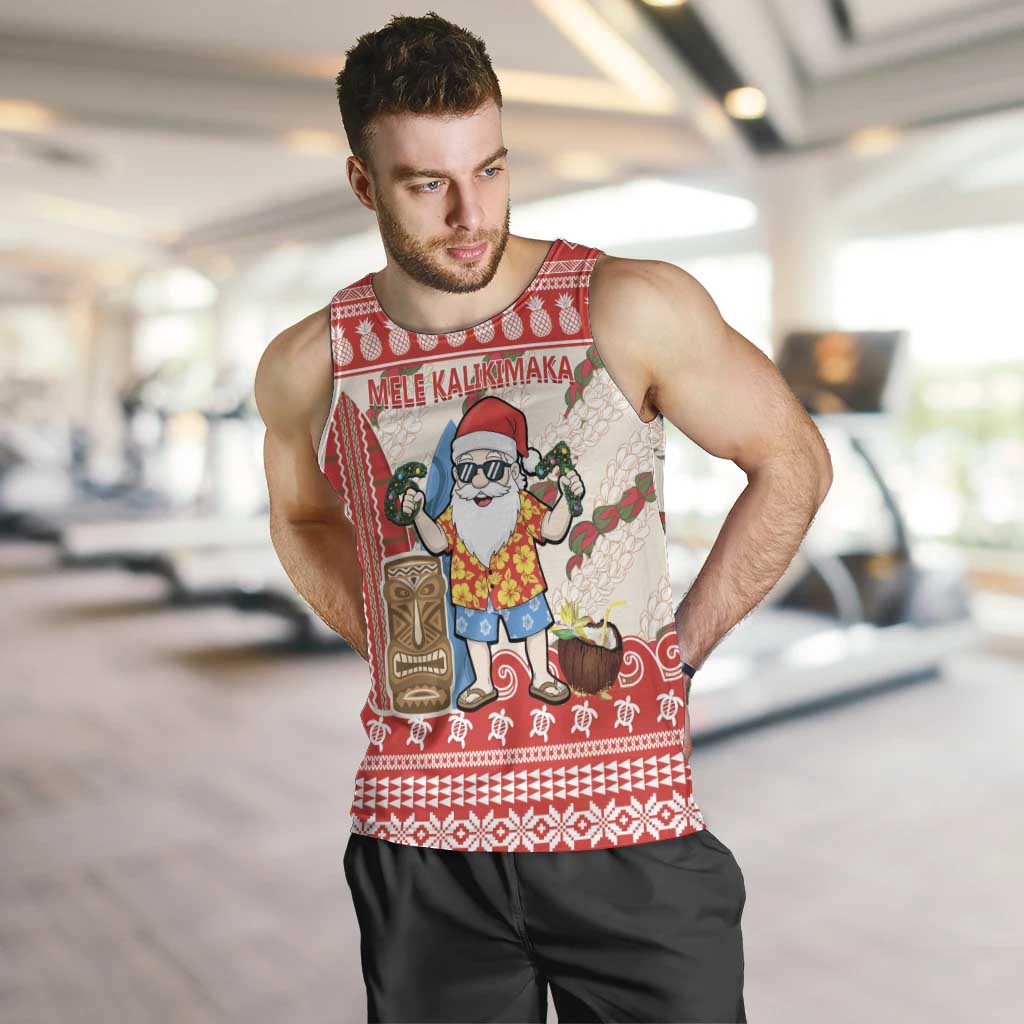 Hawaii Christmas Six Seven Men Tank Top Mele Kalikimaka Funny Santa 67 Gen Alpha Slang LT14 Red - Polynesian Pride