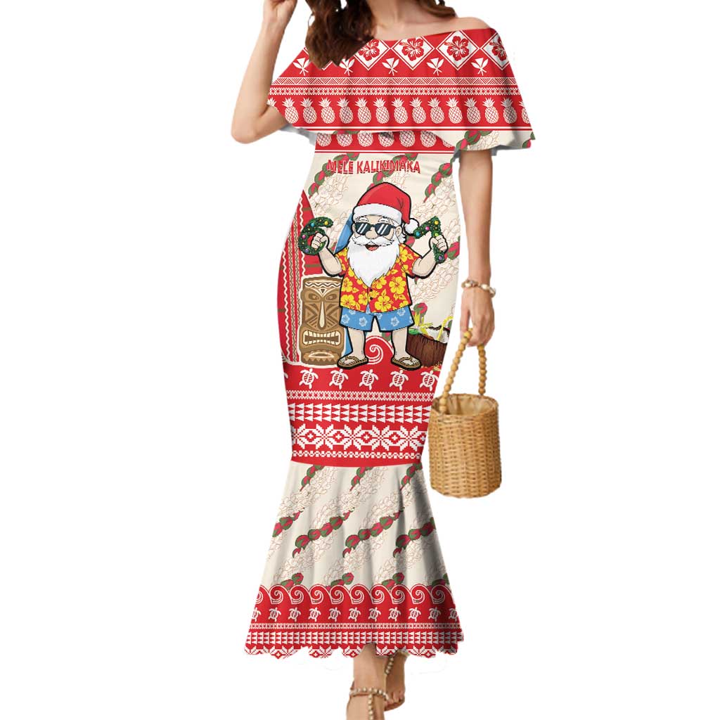 Hawaii Christmas Six Seven Mermaid Dress Mele Kalikimaka Funny Santa 67 Gen Alpha Slang LT14 Women Red - Polynesian Pride