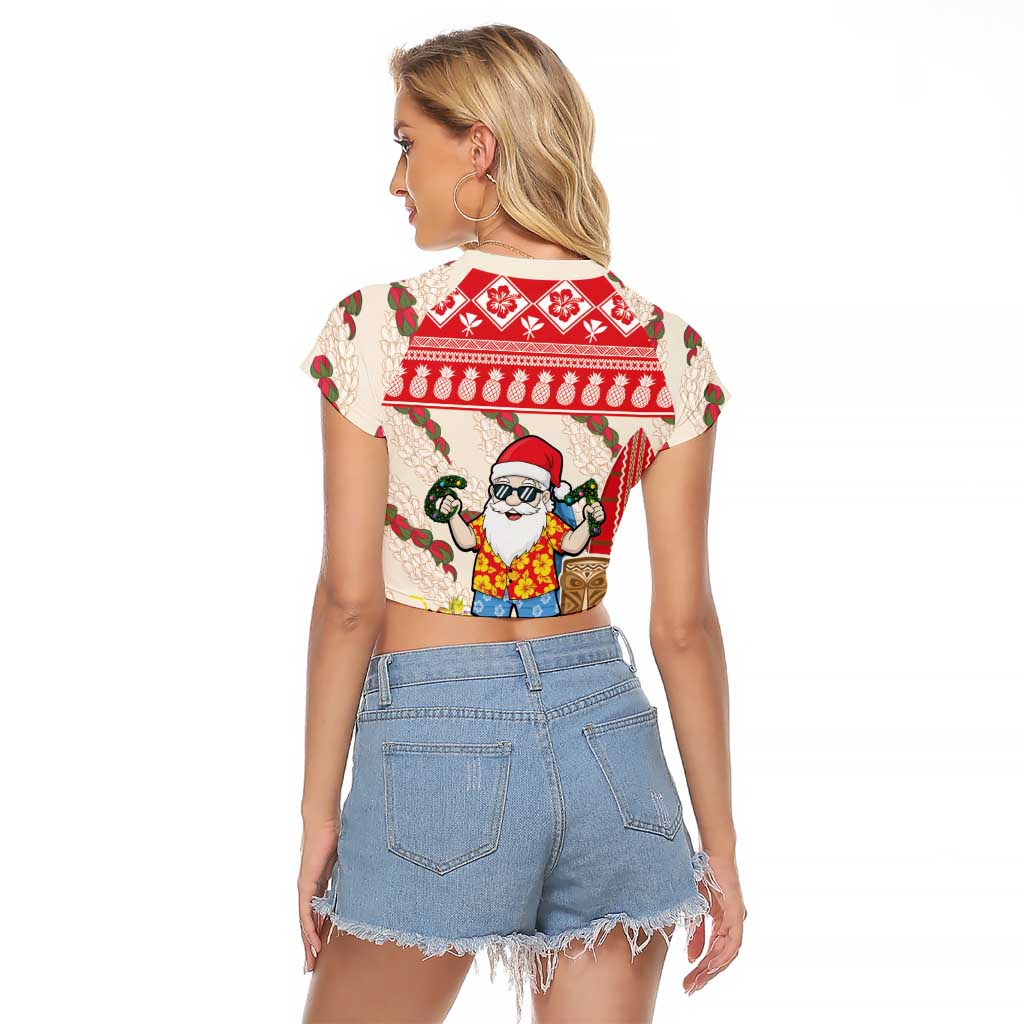 Hawaii Christmas Six Seven Raglan Cropped T Shirt Mele Kalikimaka Funny Santa 67 Gen Alpha Slang LT14 - Polynesian Pride
