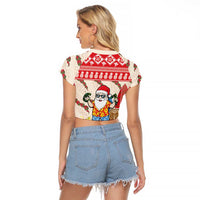 Hawaii Christmas Six Seven Raglan Cropped T Shirt Mele Kalikimaka Funny Santa 67 Gen Alpha Slang LT14 - Polynesian Pride