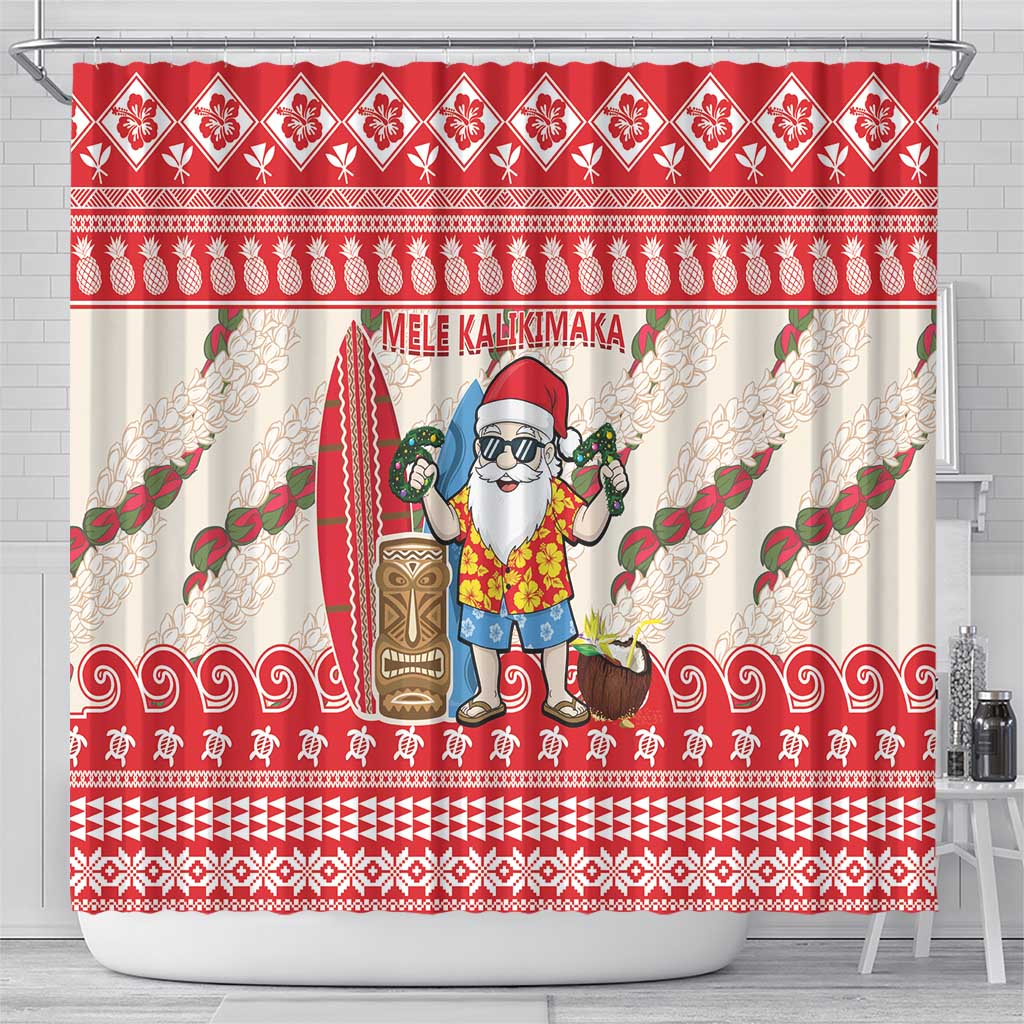 Hawaii Christmas Six Seven Shower Curtain Mele Kalikimaka Funny Santa 67 Gen Alpha Slang LT14 - Polynesian Pride