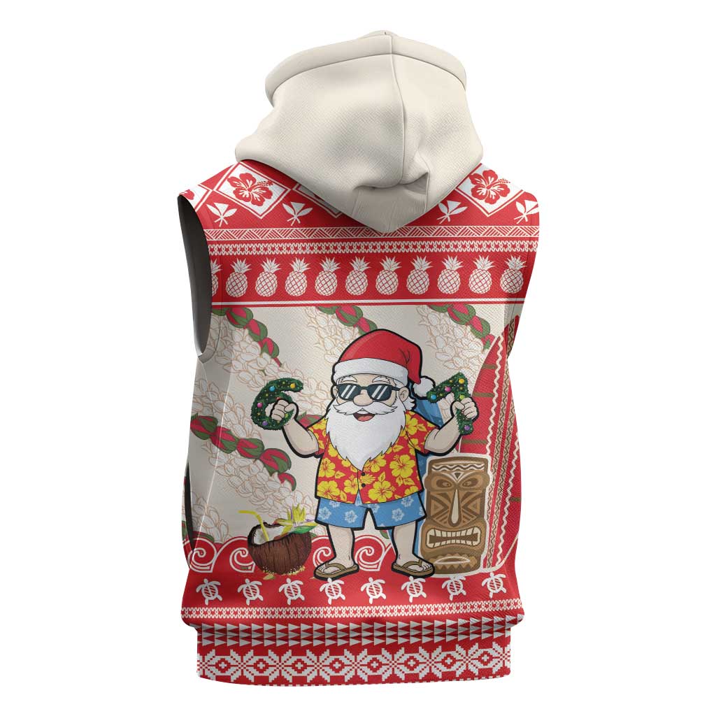 Hawaii Christmas Six Seven Sleeveless Hoodie Mele Kalikimaka Funny Santa 67 Gen Alpha Slang LT14 - Polynesian Pride
