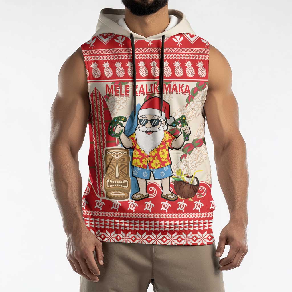 Hawaii Christmas Six Seven Sleeveless Hoodie Mele Kalikimaka Funny Santa 67 Gen Alpha Slang LT14 - Polynesian Pride
