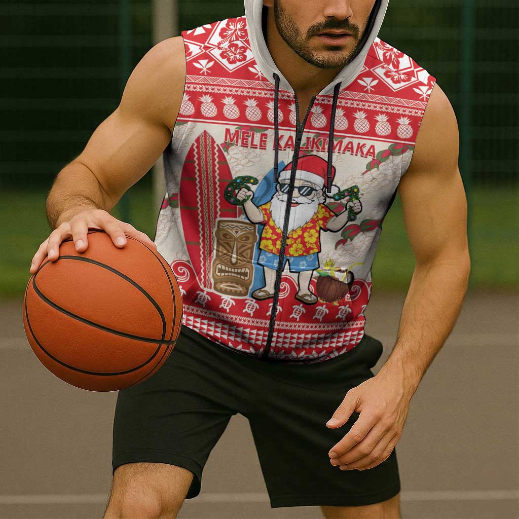 Hawaii Christmas Six Seven Sleeveless Zip Hoodie Mele Kalikimaka Funny Santa 67 Gen Alpha Slang LT14 - Polynesian Pride