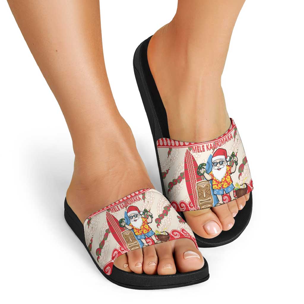 Hawaii Christmas Six Seven Slide Sandals Mele Kalikimaka Funny Santa 67 Gen Alpha Slang - Polynesian Pride