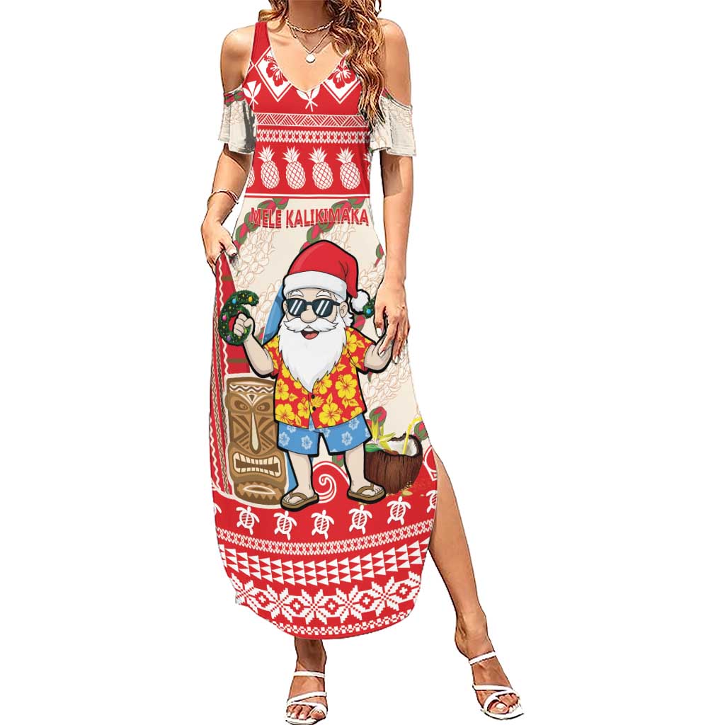 Hawaii Christmas Six Seven Summer Maxi Dress Mele Kalikimaka Funny Santa 67 Gen Alpha Slang - Polynesian Pride