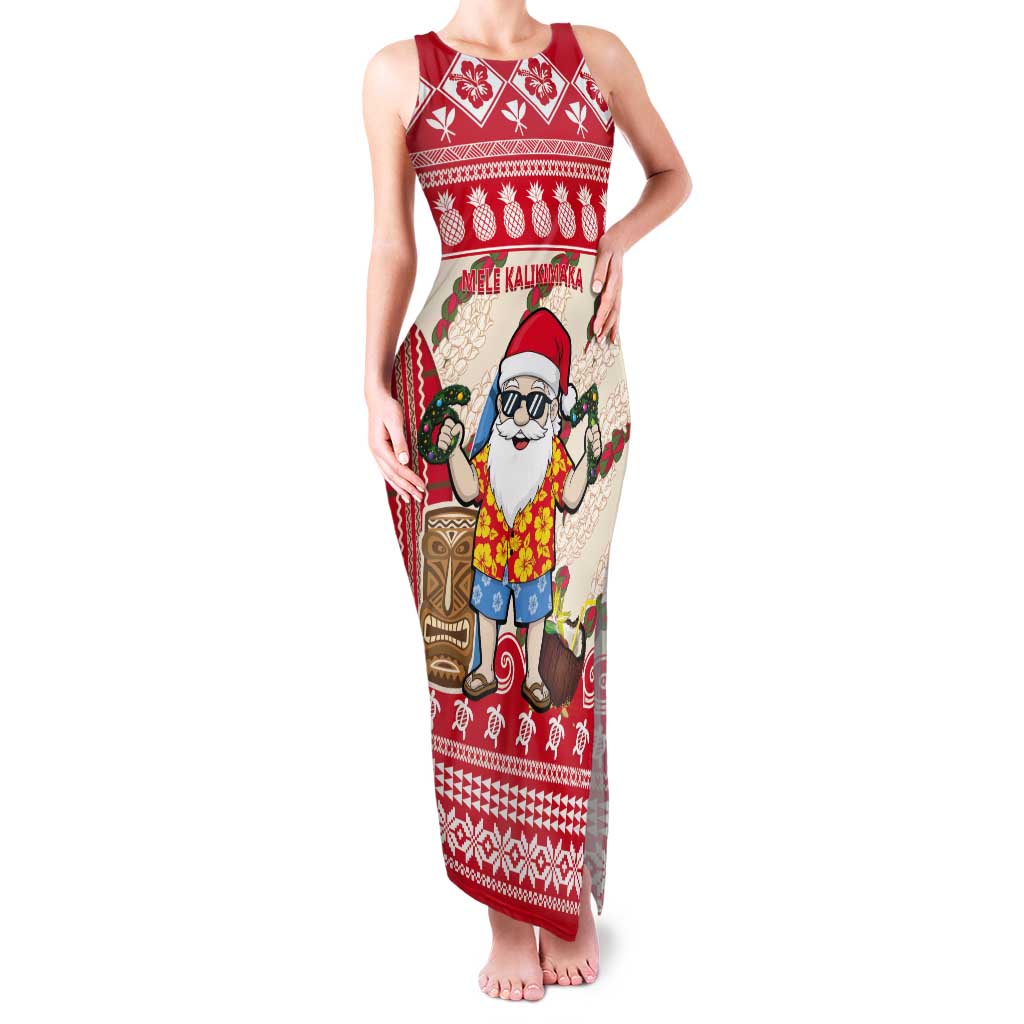 Hawaii Christmas Six Seven Tank Maxi Dress Mele Kalikimaka Funny Santa 67 Gen Alpha Slang LT14 Women Red - Polynesian Pride