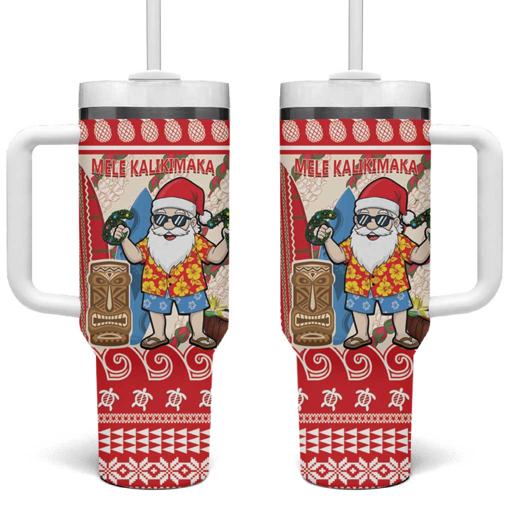 Hawaii Christmas Six Seven Tumbler With Handle Mele Kalikimaka Funny Santa 67 Gen Alpha Slang LT14 One Size: 40 oz Red - Polynesian Pride