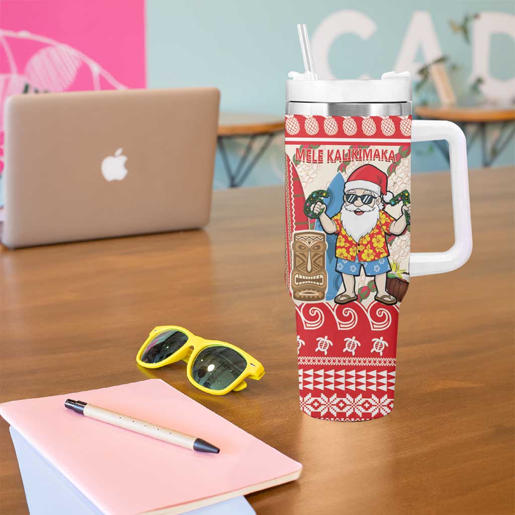 Hawaii Christmas Six Seven Tumbler With Handle Mele Kalikimaka Funny Santa 67 Gen Alpha Slang LT14 - Polynesian Pride