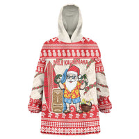 Hawaii Christmas Six Seven Wearable Blanket Hoodie Mele Kalikimaka Funny Santa 67 Gen Alpha Slang LT14 One Size Red - Polynesian Pride