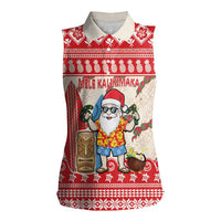Hawaii Christmas Six Seven Women Sleeveless Polo Shirt Mele Kalikimaka Funny Santa 67 Gen Alpha Slang LT14 Female Red - Polynesian Pride