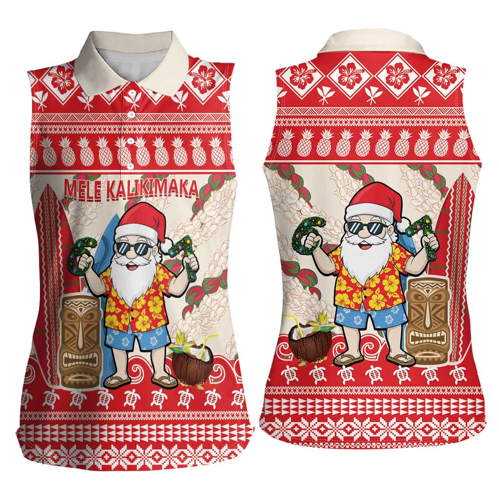 Hawaii Christmas Six Seven Women Sleeveless Polo Shirt Mele Kalikimaka Funny Santa 67 Gen Alpha Slang LT14 - Polynesian Pride