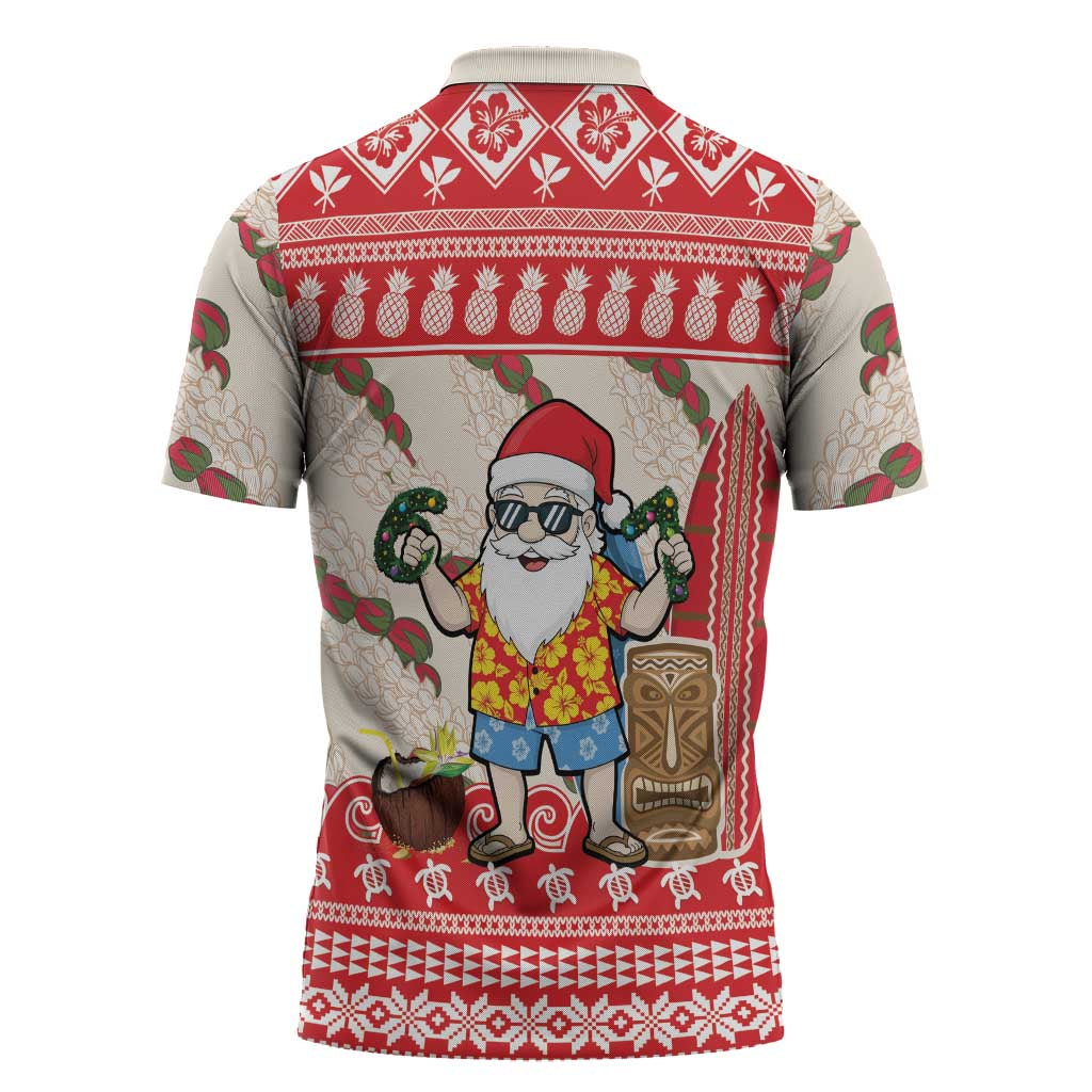 Hawaii Christmas Six Seven Zipper Polo Shirt Mele Kalikimaka Funny Santa 67 Gen Alpha Slang LT14 - Polynesian Pride
