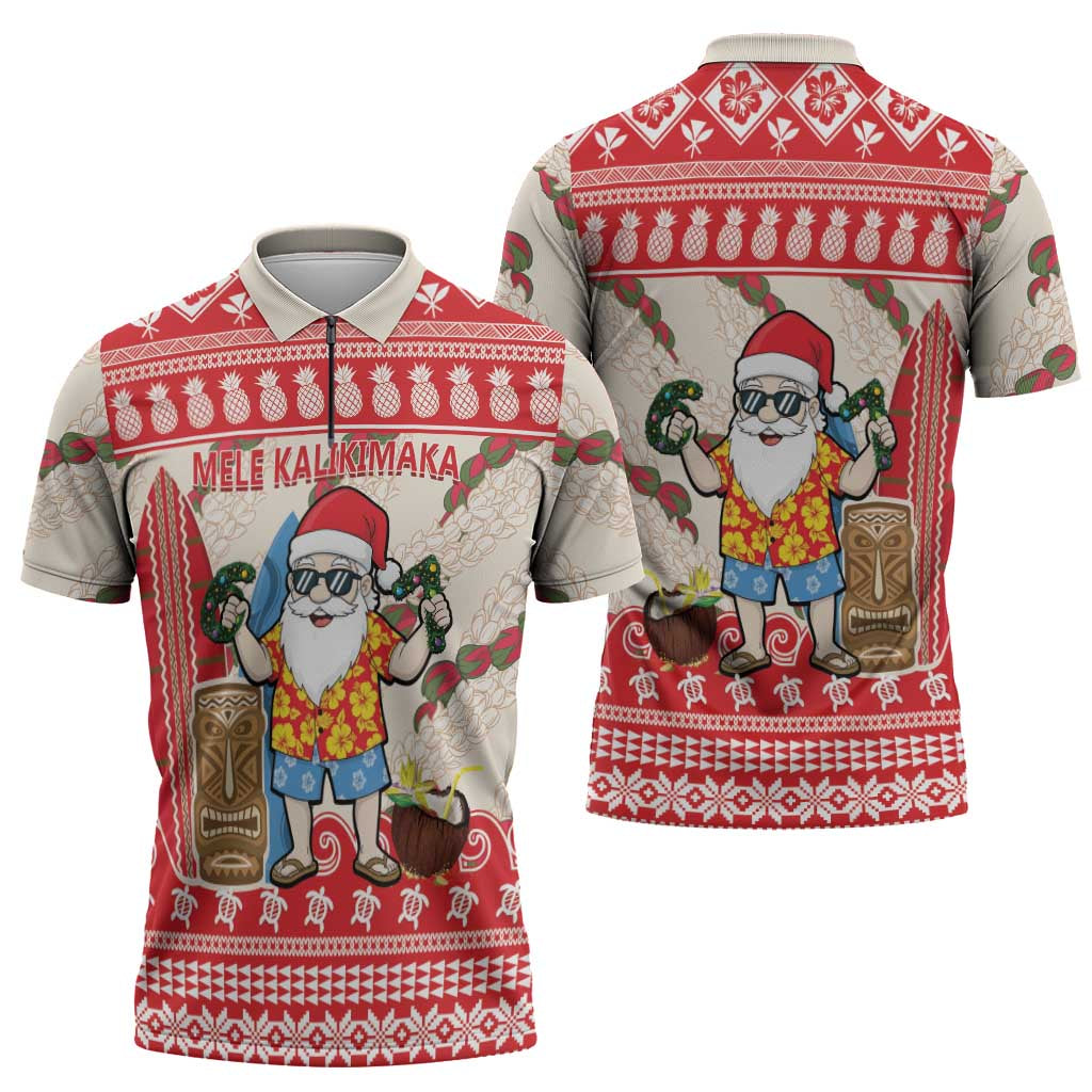 Hawaii Christmas Six Seven Zipper Polo Shirt Mele Kalikimaka Funny Santa 67 Gen Alpha Slang LT14 - Polynesian Pride