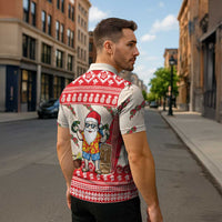 Hawaii Christmas Six Seven Zipper Polo Shirt Mele Kalikimaka Funny Santa 67 Gen Alpha Slang LT14 - Polynesian Pride