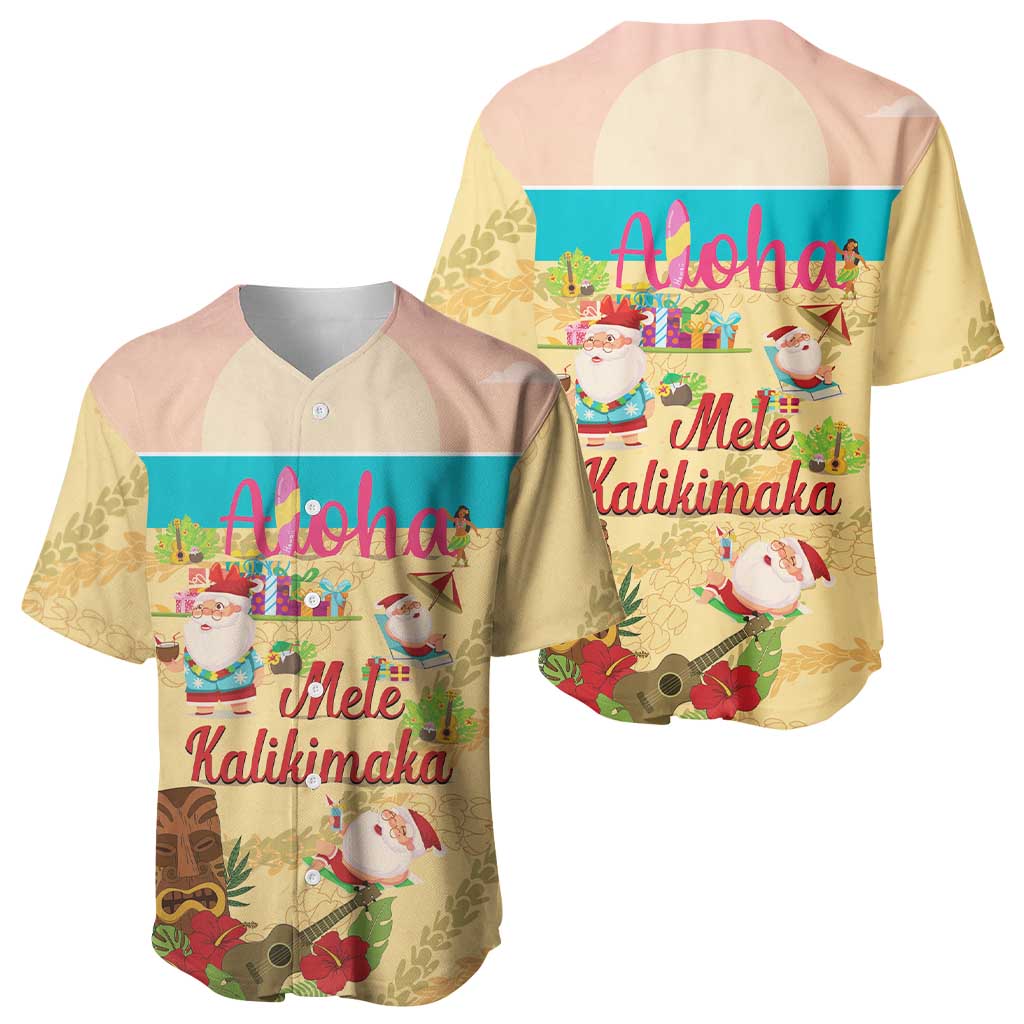 Aloha Hawaii Mele Kalikimaka Baseball Jersey Beachy Funny Santa Hawaiian Lei LT14 - Polynesian Pride