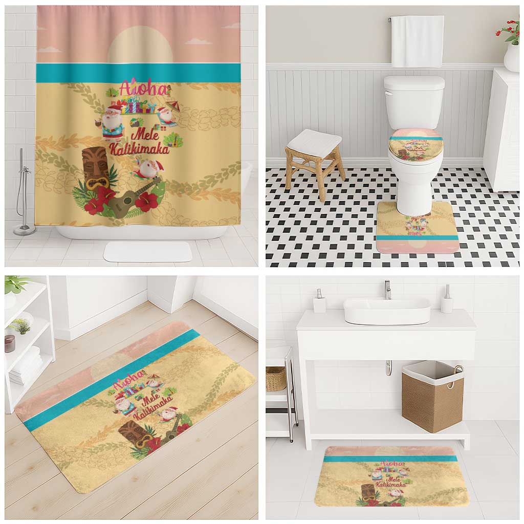 Aloha Hawaii Mele Kalikimaka Bathroom Set Beachy Funny Santa Hawaiian Lei - Polynesian Pride