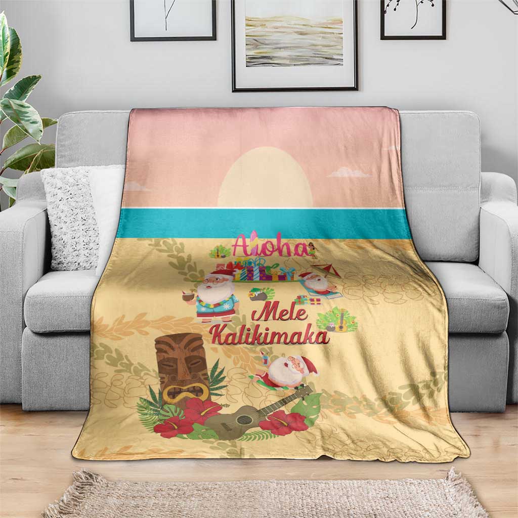 Aloha Hawaii Mele Kalikimaka Blanket Beachy Funny Santa Hawaiian Lei - Polynesian Pride