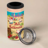 Aloha Hawaii Mele Kalikimaka 4 in 1 Can Cooler Tumbler Beachy Funny Santa Hawaiian Lei LT14 - Polynesian Pride