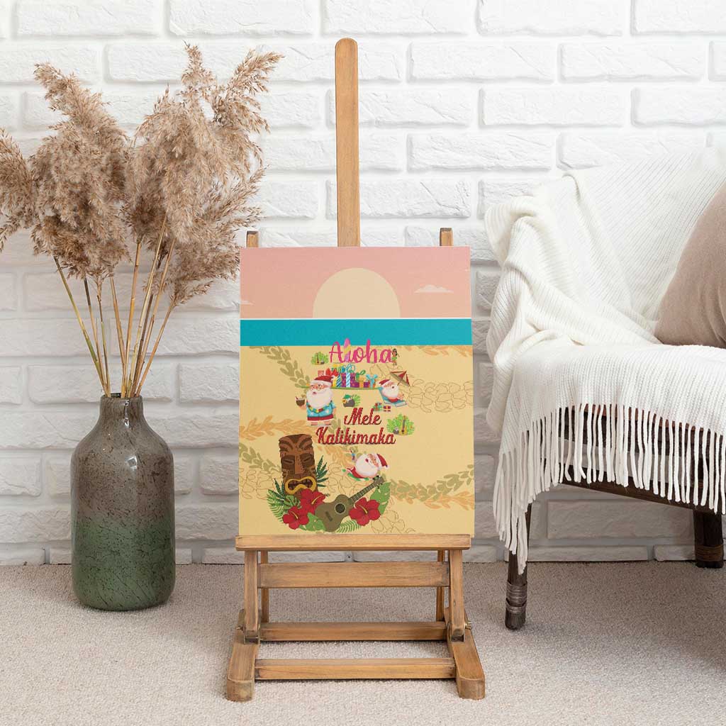 Aloha Hawaii Mele Kalikimaka Canvas Wall Art Beachy Funny Santa Hawaiian Lei - Polynesian Pride