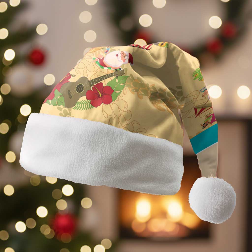 Aloha Hawaii Mele Kalikimaka Christmas Santa Hat Beachy Funny Santa Hawaiian Lei - Polynesian Pride