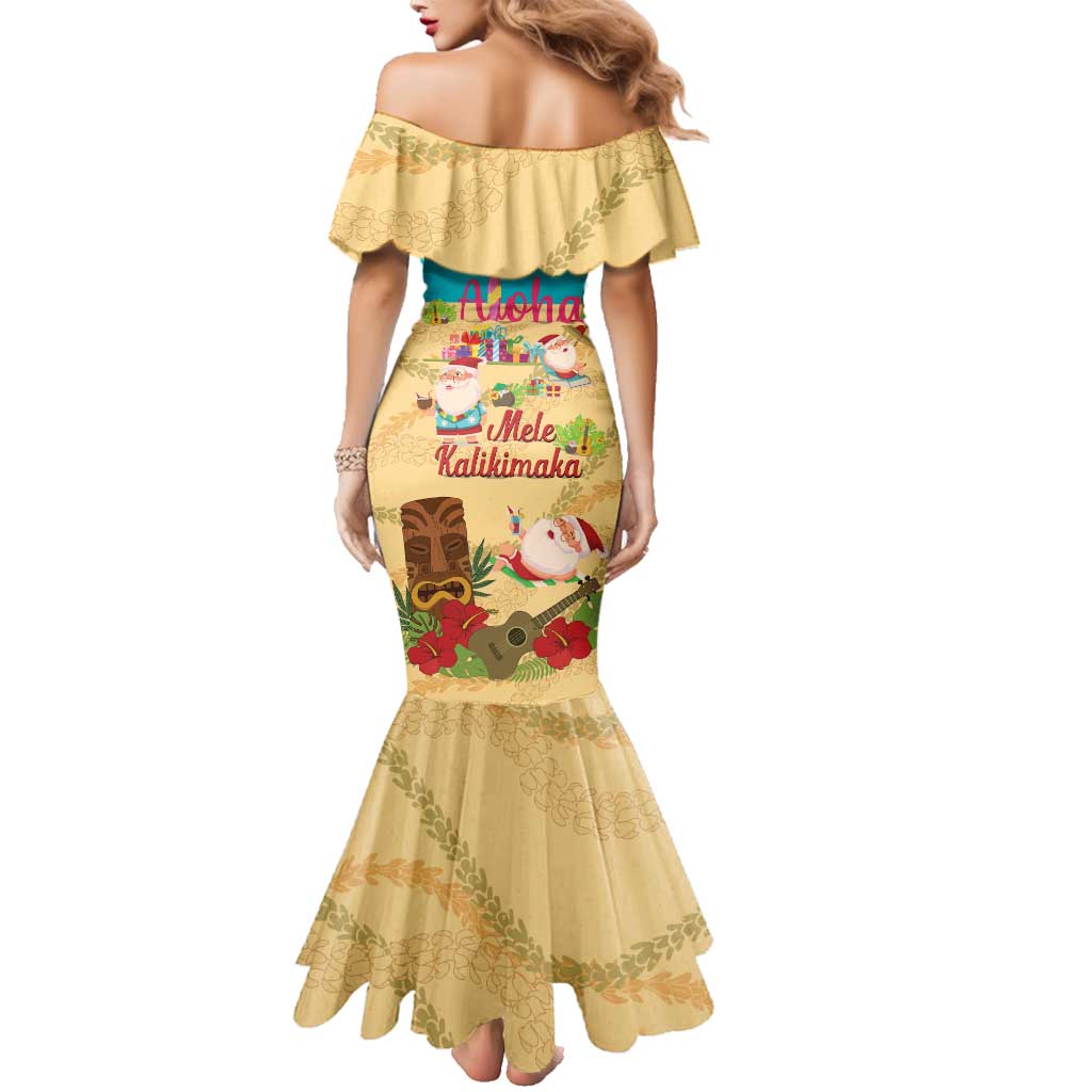 Aloha Hawaii Mele Kalikimaka Family Matching Mermaid Dress and Hawaiian Shirt Beachy Funny Santa Hawaiian Lei LT14 - Polynesian Pride