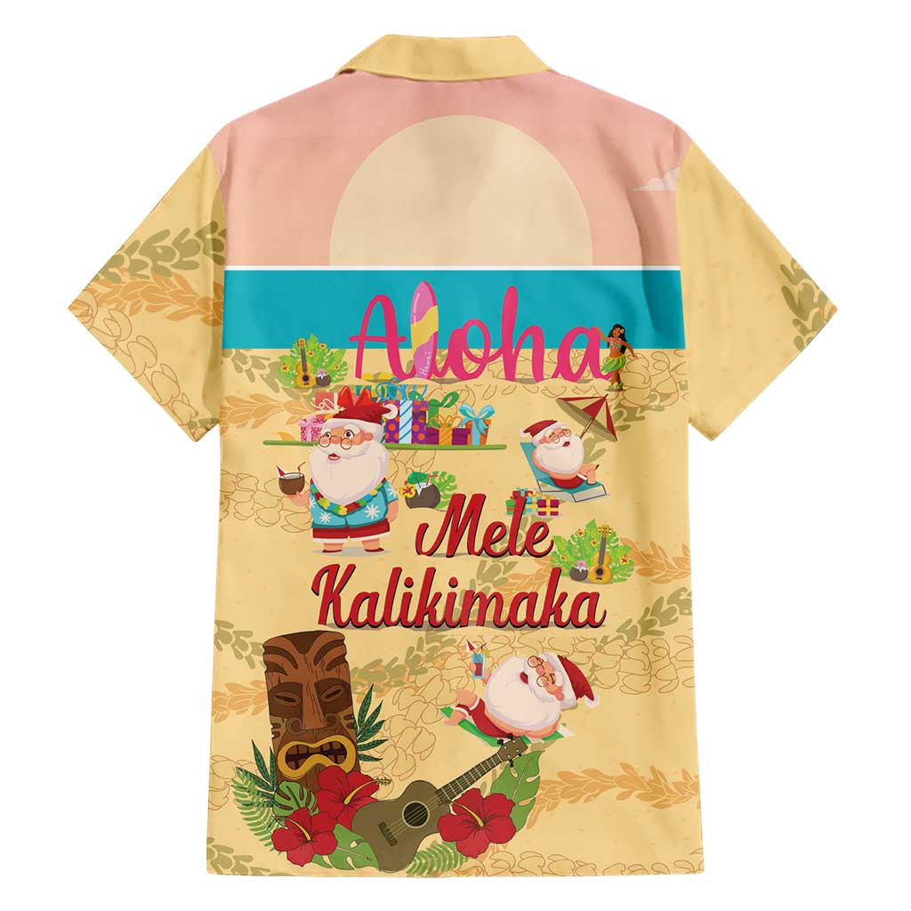 Aloha Hawaii Mele Kalikimaka Family Matching Off The Shoulder Long Sleeve Dress and Hawaiian Shirt Beachy Funny Santa Hawaiian Lei LT14 - Polynesian Pride
