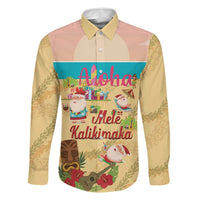 Aloha Hawaii Mele Kalikimaka Family Matching Off The Shoulder Long Sleeve Dress and Hawaiian Shirt Beachy Funny Santa Hawaiian Lei LT14 Dad's Shirt - Long Sleeve Yellow - Polynesian Pride