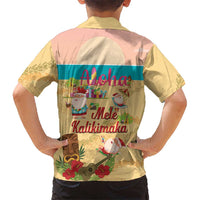 Aloha Hawaii Mele Kalikimaka Family Matching Off Shoulder Short Dress and Hawaiian Shirt Beachy Funny Santa Hawaiian Lei LT14 - Polynesian Pride