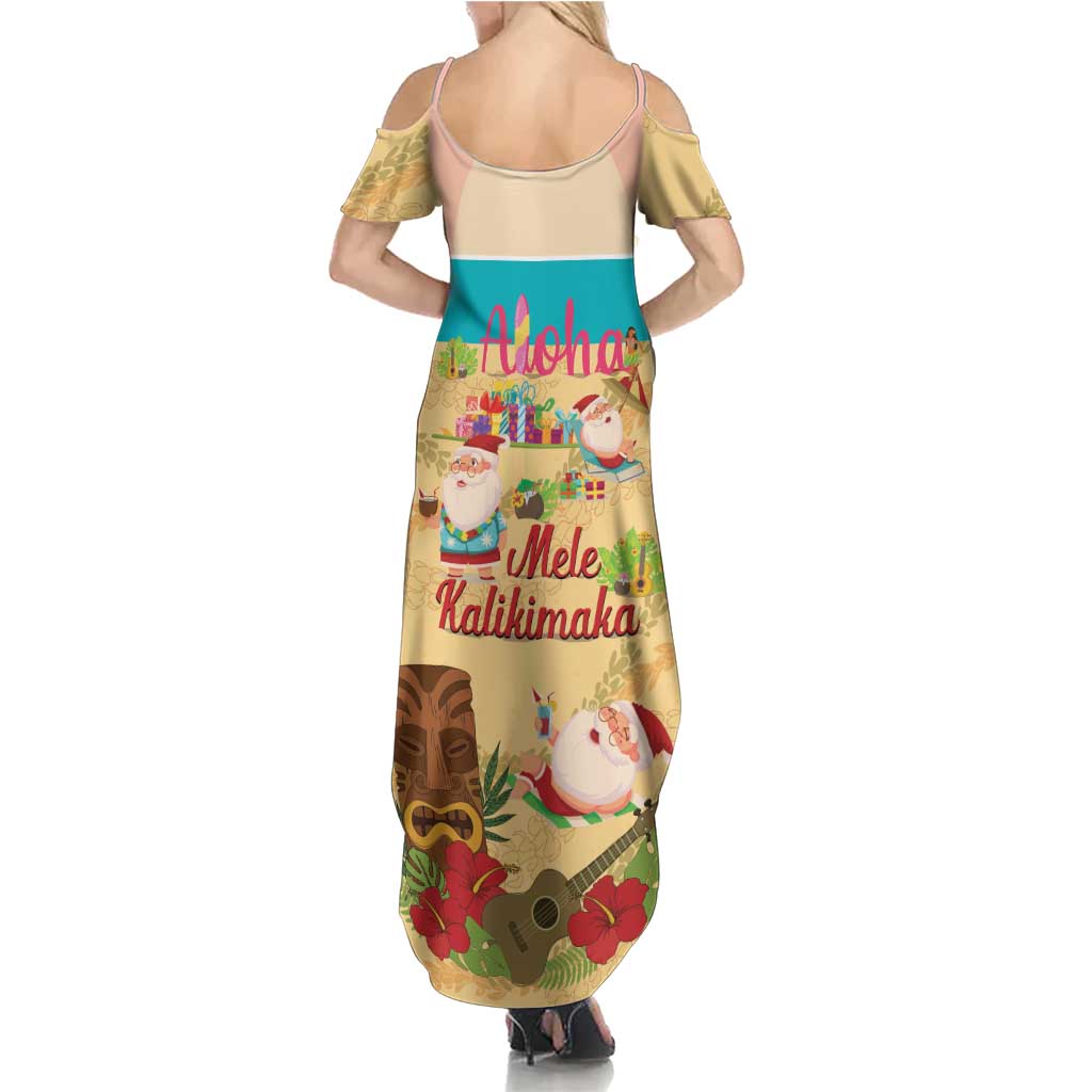 Aloha Hawaii Mele Kalikimaka Family Matching Summer Maxi Dress and Hawaiian Shirt Beachy Funny Santa Hawaiian Lei LT14 - Polynesian Pride