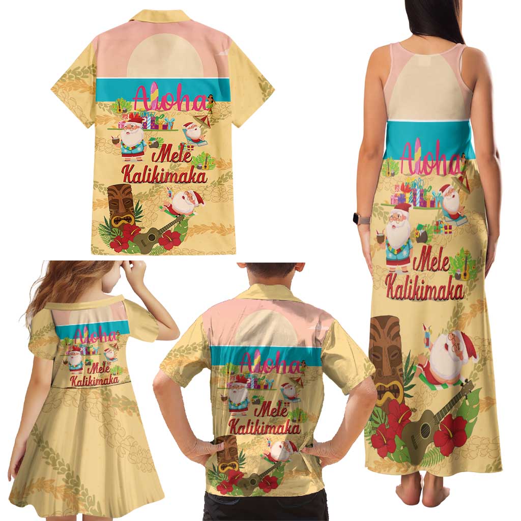 Aloha Hawaii Mele Kalikimaka Family Matching Tank Maxi Dress and Hawaiian Shirt Beachy Funny Santa Hawaiian Lei LT14 - Polynesian Pride
