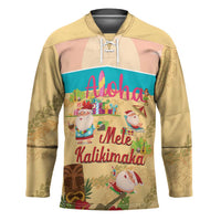 Aloha Hawaii Mele Kalikimaka Hockey Jersey Beachy Funny Santa Hawaiian Lei - Polynesian Pride