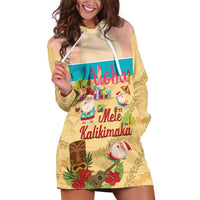 Aloha Hawaii Mele Kalikimaka Hoodie Dress Beachy Funny Santa Hawaiian Lei LT14 Yellow - Polynesian Pride