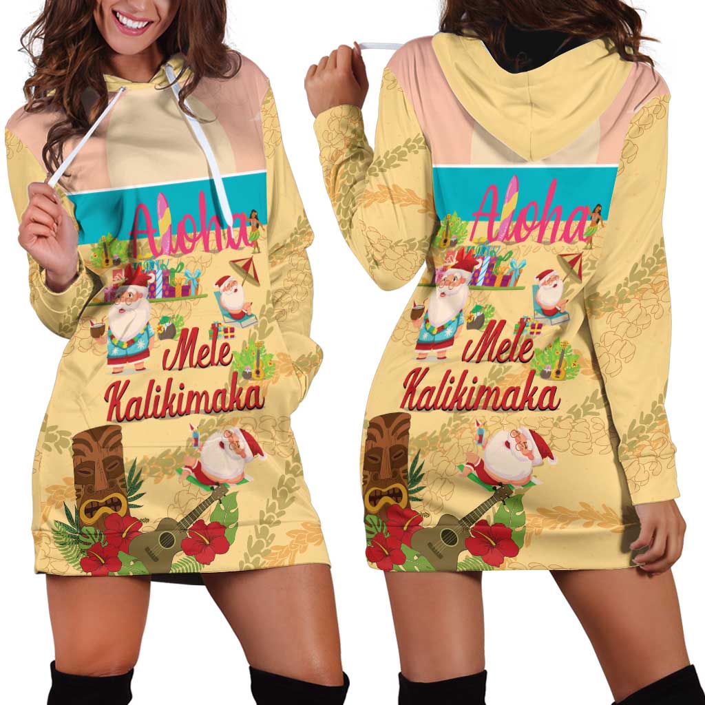 Aloha Hawaii Mele Kalikimaka Hoodie Dress Beachy Funny Santa Hawaiian Lei LT14 - Polynesian Pride