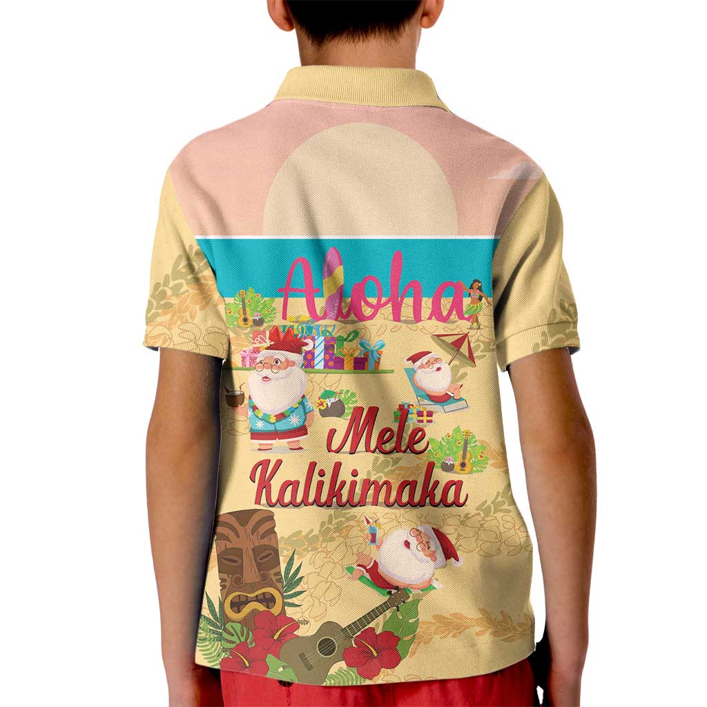 Aloha Hawaii Mele Kalikimaka Kid Polo Shirt Beachy Funny Santa Hawaiian Lei LT14 - Polynesian Pride