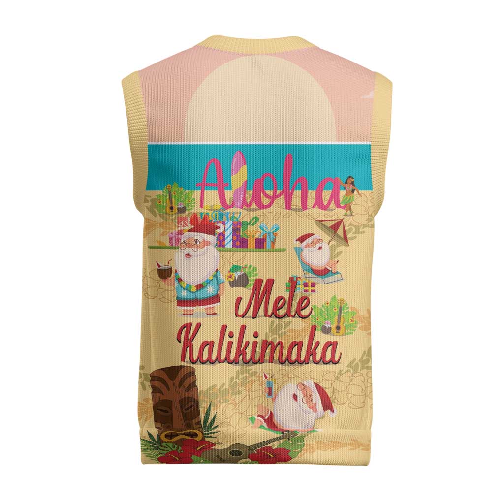 Aloha Hawaii Mele Kalikimaka Christmas Knitted V-Neck Vest Beachy Funny Santa Hawaiian Lei LT14 - Polynesian Pride