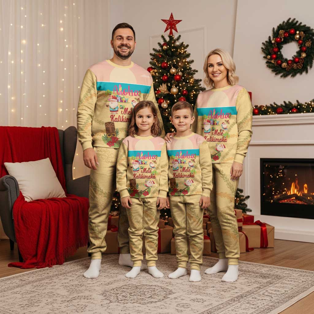 Aloha Hawaii Mele Kalikimaka Christmas Pajama Set Beachy Funny Santa Hawaiian Lei LT14 - Polynesian Pride