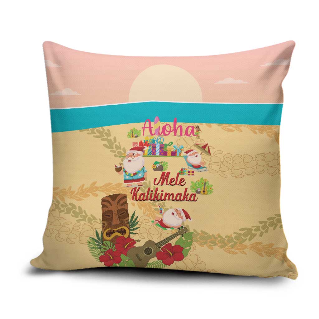 Aloha Hawaii Mele Kalikimaka Pillow Cover Beachy Funny Santa Hawaiian Lei LT14 Yellow - Polynesian Pride