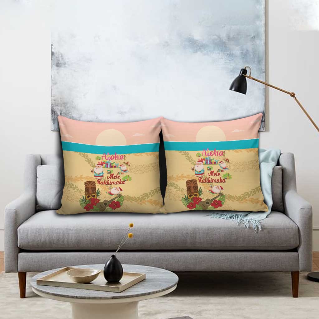 Aloha Hawaii Mele Kalikimaka Pillow Cover Beachy Funny Santa Hawaiian Lei LT14 - Polynesian Pride