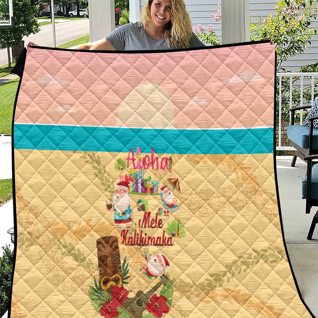 Aloha Hawaii Mele Kalikimaka Quilt Beachy Funny Santa Hawaiian Lei LT14 Yellow - Polynesian Pride