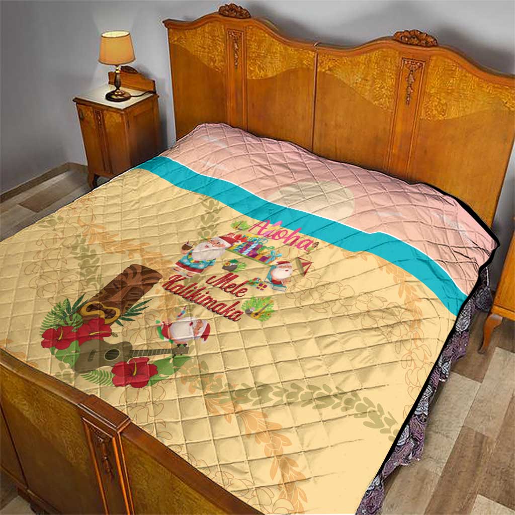 Aloha Hawaii Mele Kalikimaka Quilt Beachy Funny Santa Hawaiian Lei LT14 - Polynesian Pride
