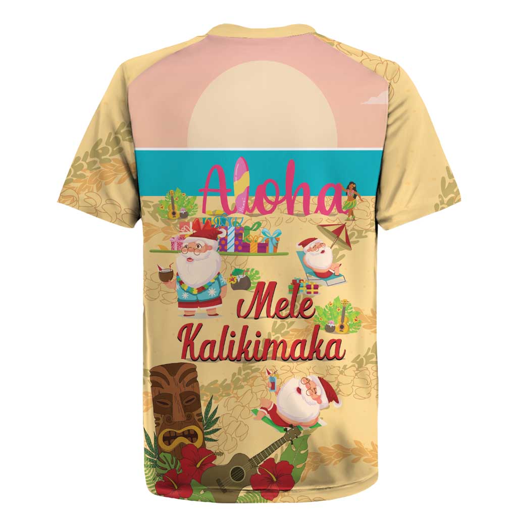 Aloha Hawaii Mele Kalikimaka Rugby Jersey Beachy Funny Santa Hawaiian Lei - Polynesian Pride