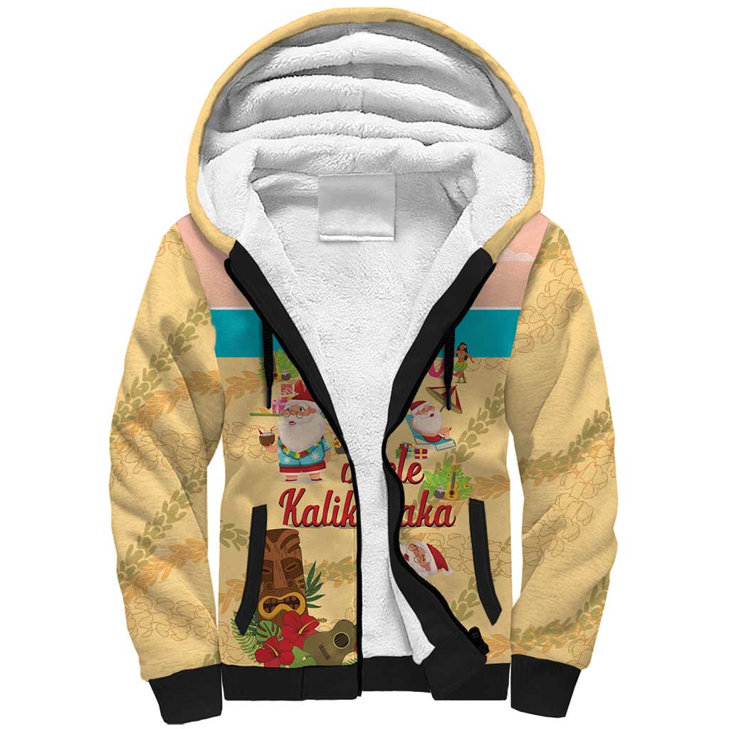 Aloha Hawaii Mele Kalikimaka Sherpa Hoodie Beachy Funny Santa Hawaiian Lei LT14 Unisex Yellow - Polynesian Pride